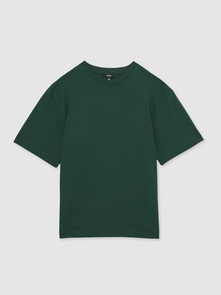 Reiss Green Tate Cotton Garment-Dyed Oversized T-Shirt - Image 2 of 6 Reiss Green Tate Cotton Garment-Dyed Oversized T-Shirt - Image 2 of 6