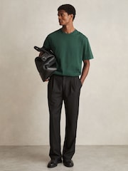 Reiss Green Tate Cotton Garment-Dyed Oversized T-Shirt - Image 3 of 6