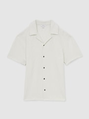 Hors blanc - Chemises à col cubain texturées Reiss Ackling en coton - Image 2 de 6