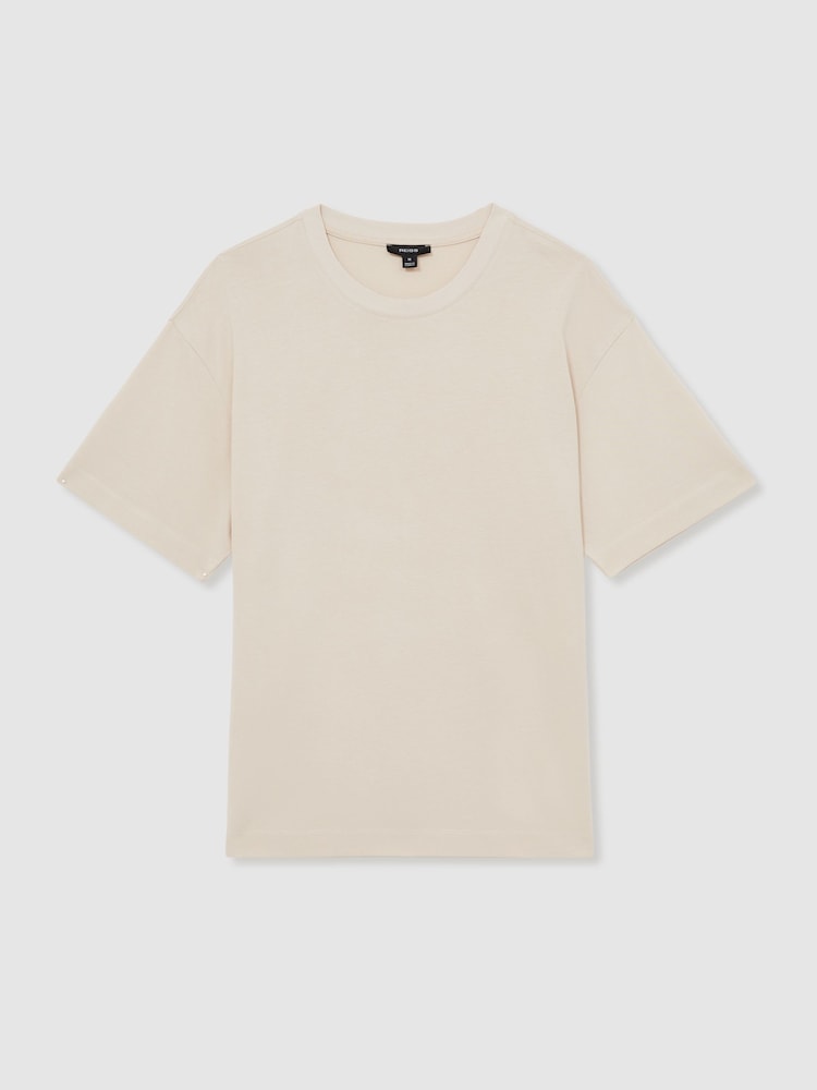 Bisque/Stone - Reiss Tate Cotton Garment-Dyed Oversized T-Shirt - Bild 2 von 7