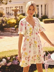 Friends Like These White Millie Mackintosh Chiffon Ruffle Mini Dress - Image 1 of 4