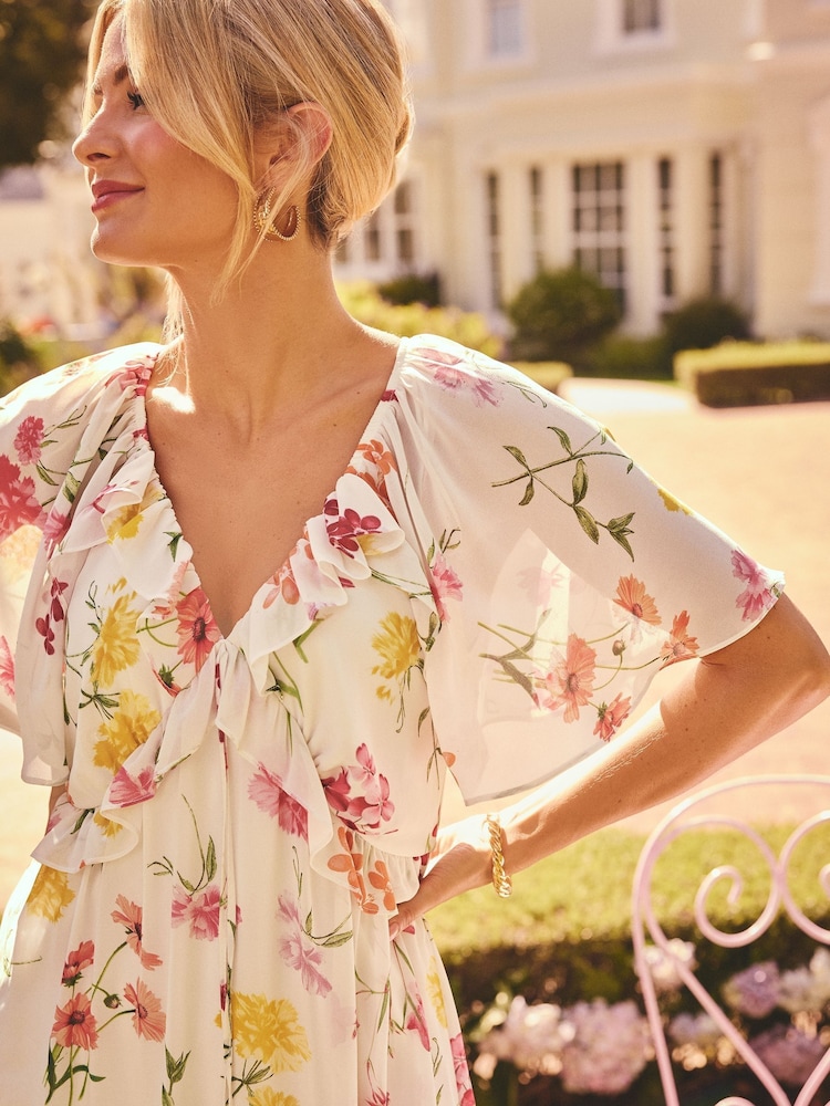 Friends Like These White Millie Mackintosh Chiffon Ruffle Mini Dress - Image 2 of 4