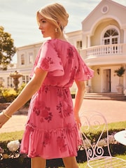 Friends Like These Pink Millie Mackintosh Chiffon Ruffle Mini Dress - Image 4 of 4