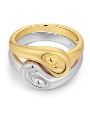 Luv Aj Gold Tone The Two-Tone Coquille Ring Set - Size 5 - Image 1 of 3