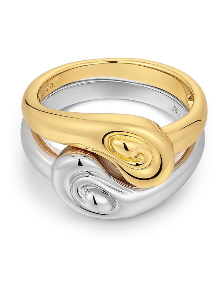 Luv Aj Gold Tone The Two-Tone Coquille Ring Set - Size 5 - Image 1 of 3