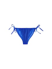 self. Cobalt Blue Crinkle Tie Side Bikini Bottoms - Image 6 of 8