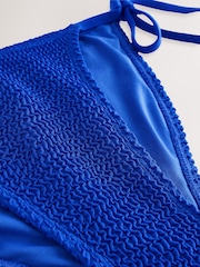 self. Cobalt Blue Crinkle Tie Side Bikini Bottoms - Image 7 of 8