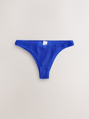 self. Cobalt Blue Crinkle Brazilian V-High Leg Bikini Bottoms - Image 5 of 7