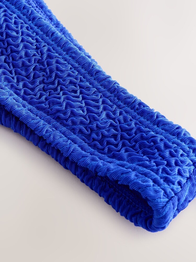 self. Cobalt Blue Crinkle Brazilian V-High Leg Bikini Bottoms - Image 7 of 7