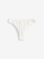 self. Cream Crinkle Brazilian V-High Leg Bikini Bottoms - Image 4 of 7