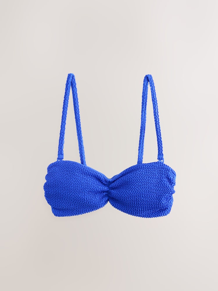 self. Cobalt Blue Crinkle Bandeau Bikini Top - Image 1 of 1