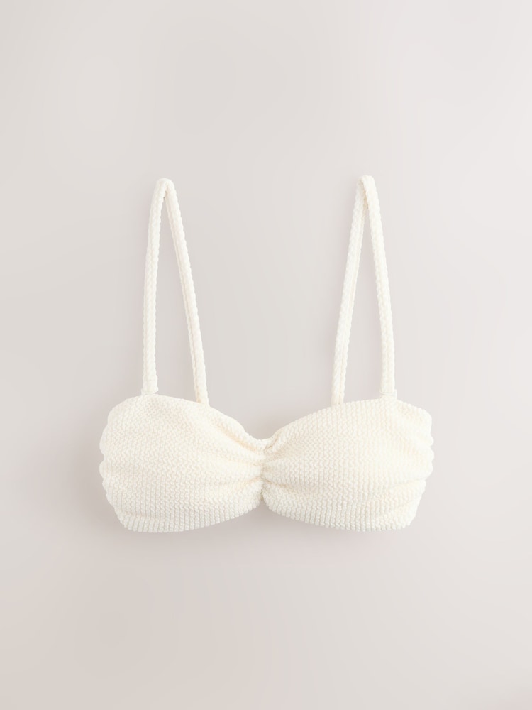 self. Cream Crinkle Bandeau Bikini Top - Image 1 of 1