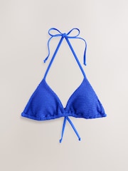 self. Cobalt Blue Crinkle Triangle Bikini Top - Image 1 of 1