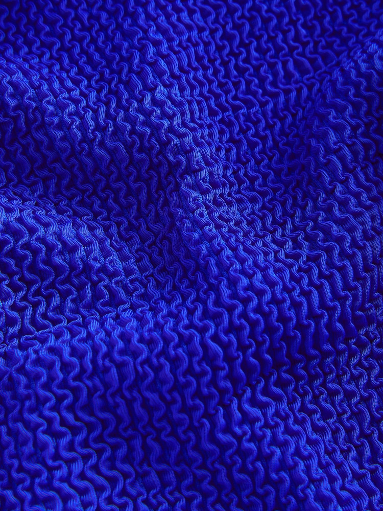 self. Blue Contrast Bind High Leg Brazilian Bandeau Tummy Control Swimsuit - Image 2 of 4