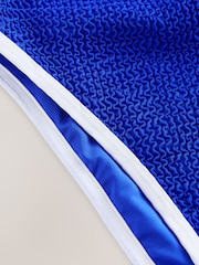 self. Blue Contrast Bind High Leg Brazilian Bandeau Tummy Control Swimsuit - Image 4 of 4