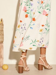 Friends Like These Millie Mackintosh Woven Ankle Tie Comfort Faux Leather Mid Block Heel Sandals - Image 4 of 6