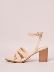 Friends Like These Millie Mackintosh Woven Ankle Tie Comfort Faux Leather Mid Block Heel Sandals - Image 6 of 6