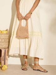Friends Like These Gold Millie Mackintosh Plait Ankle Tie Adjustable Faux Leather Flat Sandals - Image 3 of 5