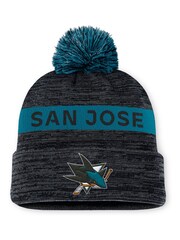 Fanatics NHL San Jose Sharks Authentic Pro Rink Black Winter Beanie Cuff With Pom - Image 1 of 1