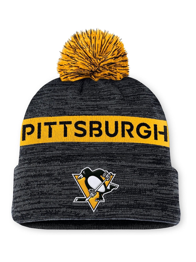 Fanatics NHL Pittsburgh Penguins Authentic Winter Pro Rink Black Cuff Beanie With POM - Image 1 of 1 Fanatics NHL Pittsburgh Penguins Authentic Winter Pro Rink Black Cuff Beanie With POM - Image 1 of 1
