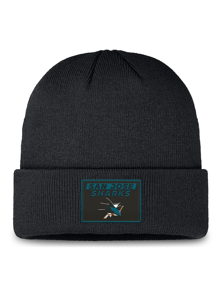 Fanatics NHL San Jose Sharks Authentic Winter Pro Rink Prime Cuffed Black Beanie - Image 1 of 1 Fanatics NHL San Jose Sharks Authentic Winter Pro Rink Prime Cuffed Black Beanie - Image 1 of 1