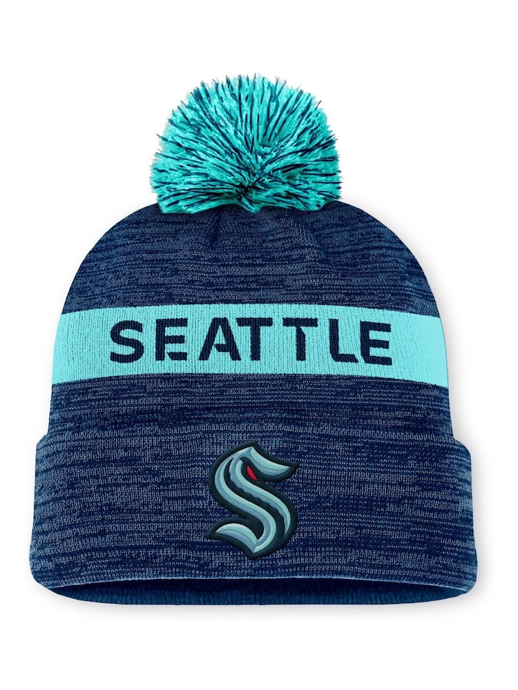 Fanatics Blue NHL Seattle Kraken Authentic Winter Pro Rink Cuff Beanie With POM - Image 1 of 1 Fanatics Blue NHL Seattle Kraken Authentic Winter Pro Rink Cuff Beanie With POM - Image 1 of 1