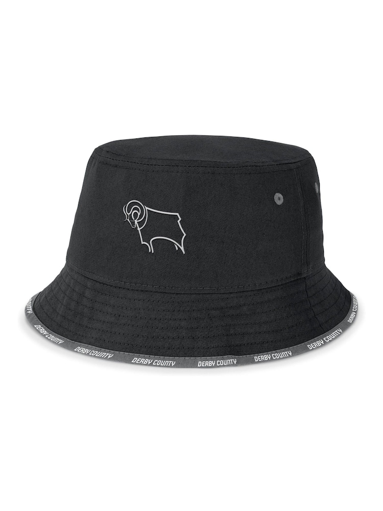 Fanatics Derby County Fair Catch Black Bucket 100% Cotton Winter Hat - Image 2 of 2 Fanatics Derby County Fair Catch Black Bucket 100% Cotton Winter Hat - Image 2 of 2
