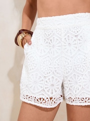 Lipsy White Crochet Beach Cover-Up Shorts - Image 1 of 4