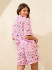 Lipsy Lilac Purple Crochet Beach Cover-Up Shorts - Image 4 of 4