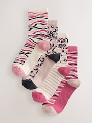 Pink Animal Ankle Socks 4 Pack - Image 1 of 7