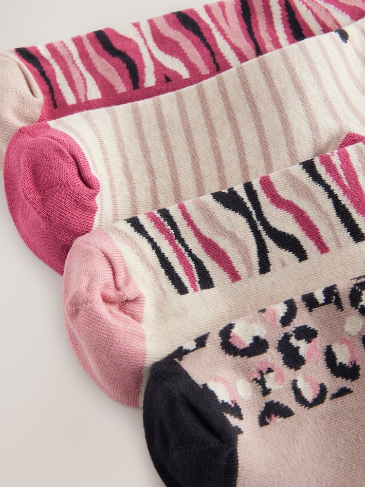 Pink Animal Ankle Socks 4 Pack - Image 7 of 7