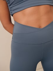 Slate Blue Balance Wrap Front Yoga Leggings - Image 5 of 8