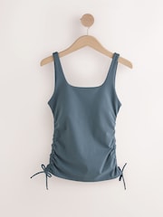 Slate Grey Active Square Neck Ruched Side Sports Vest - Image 6 of 8