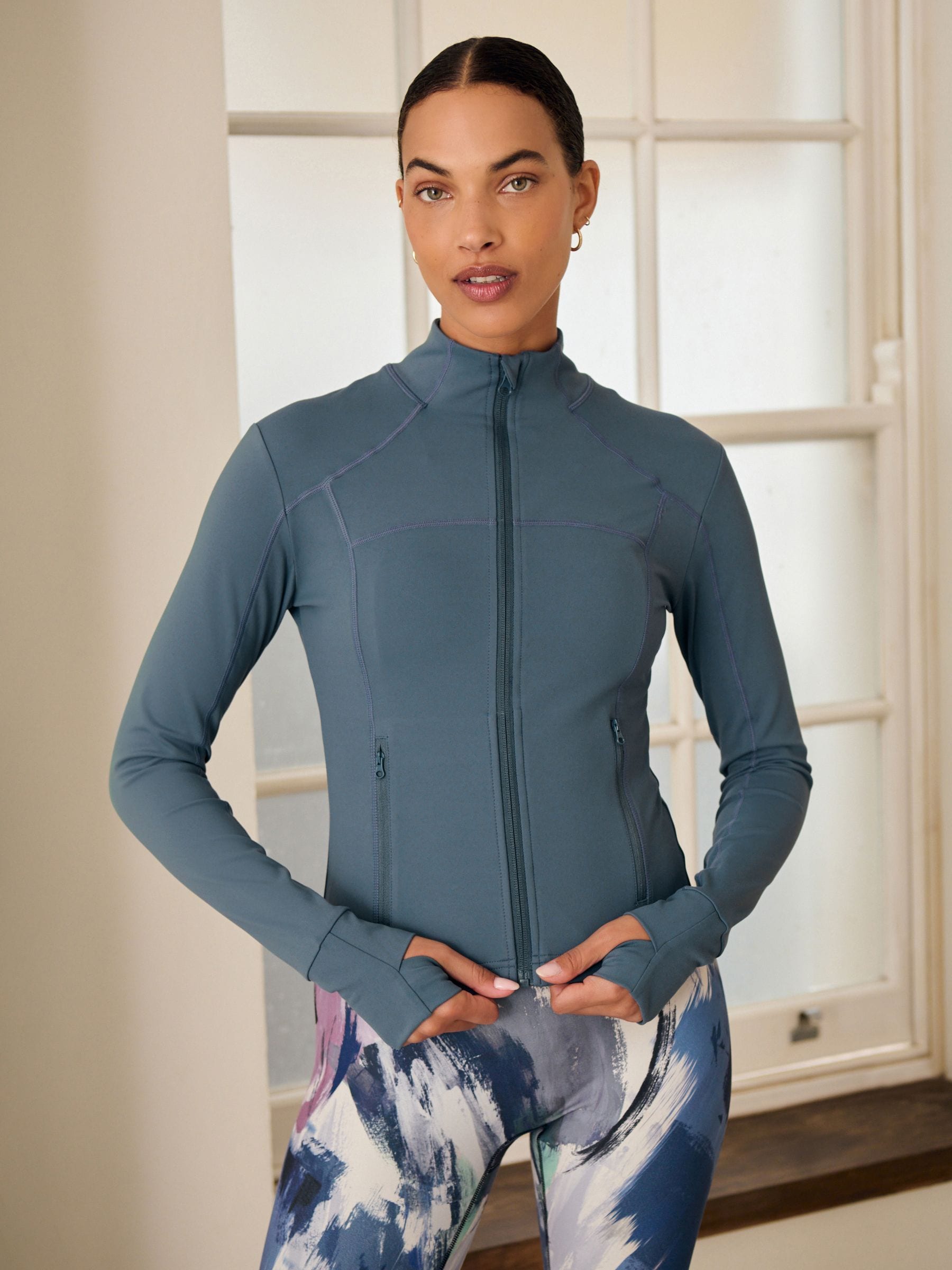 Buy Slate Grey Active Sports Zip Through Yoga Jacket from Next USA