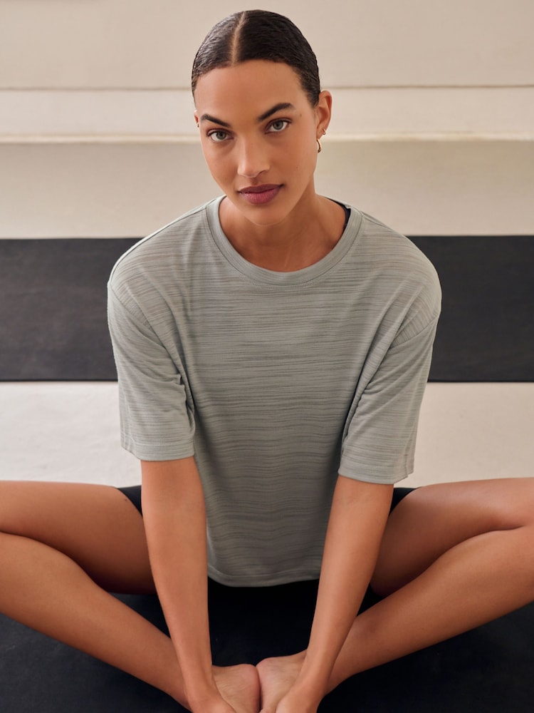 Sage Green Active Crew Neck Lightweight Boxy Short Sleeve T-Shirt - Image 1 of 7