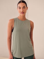Khaki Green Active Lightweight Modal Twist Back Tank - Image 4 of 7