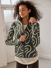 Khaki Green Active Sports Fleece Jacket - Image 1 of 11