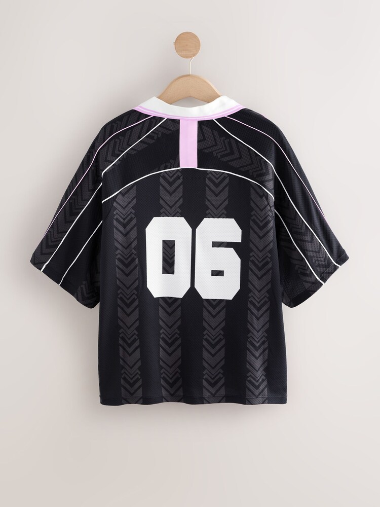 Black/White Retro Football T-Shirt - Image 2 of 8