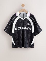 Black/White Retro Football T-Shirt - Image 5 of 8