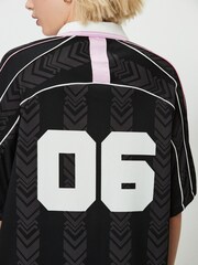 Black/White Retro Football T-Shirt - Image 8 of 8