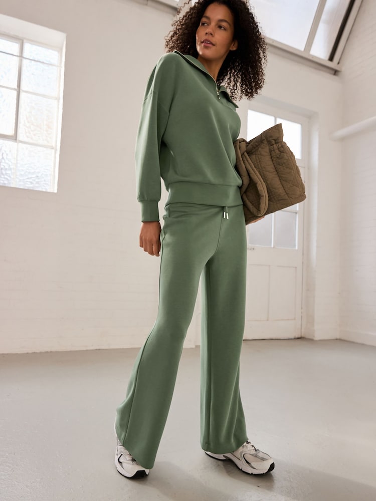 Sage Green Active Modal Supersoft Wide Leg Trousers - Image 1 of 9 Sage Green Active Modal Supersoft Wide Leg Trousers - Image 1 of 9
