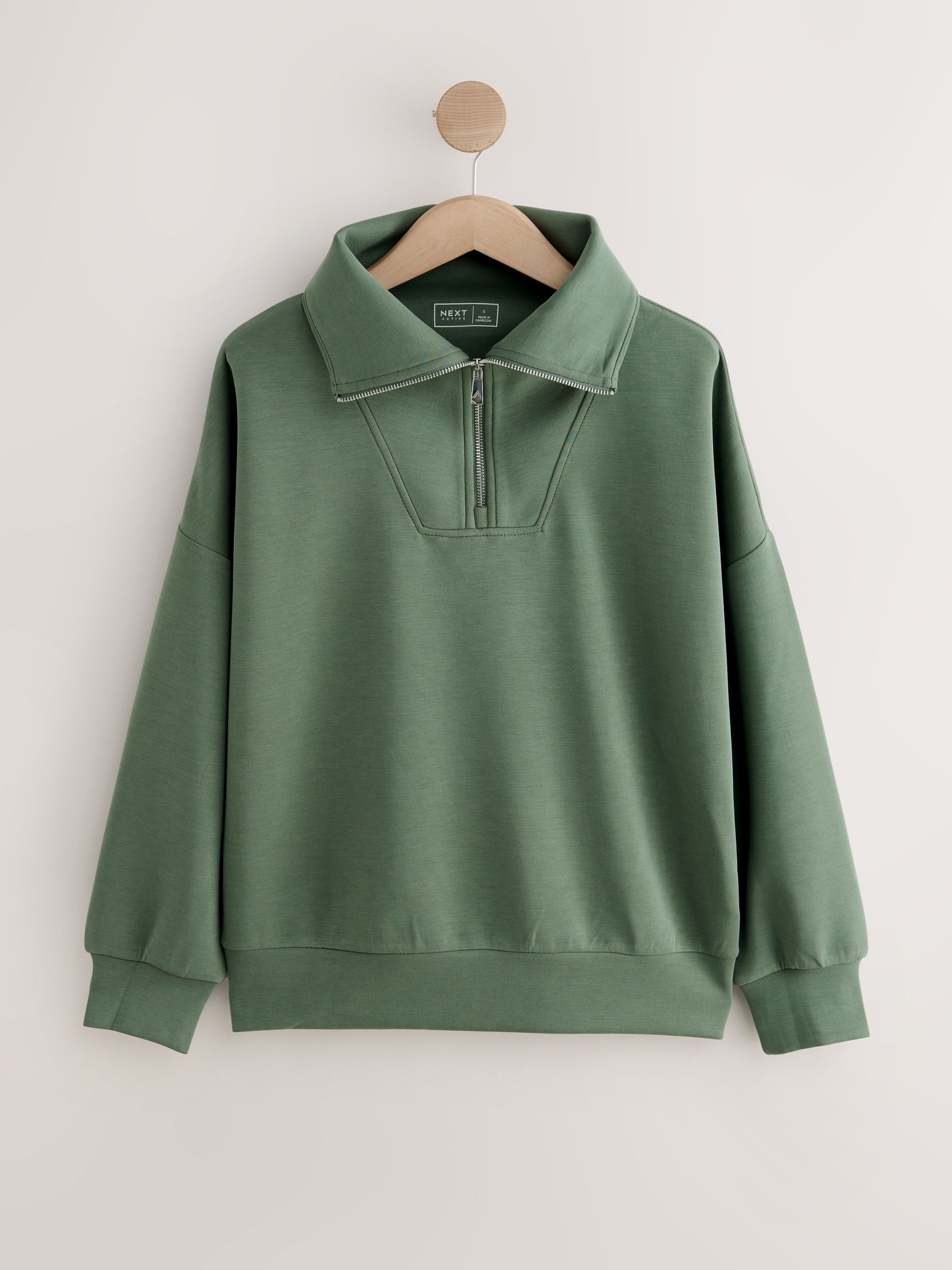 Buy Sage Green Active Modal Quarter Zip Sweatshirt from Next