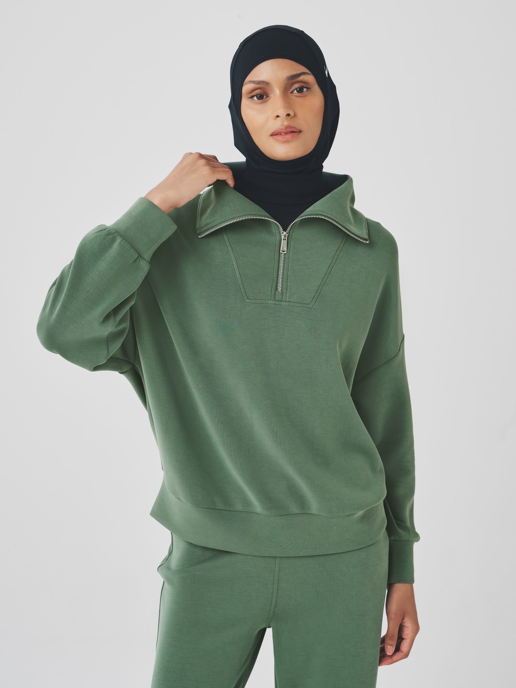 Buy Sage Green Active Modal Quarter Zip Sweatshirt from Next USA