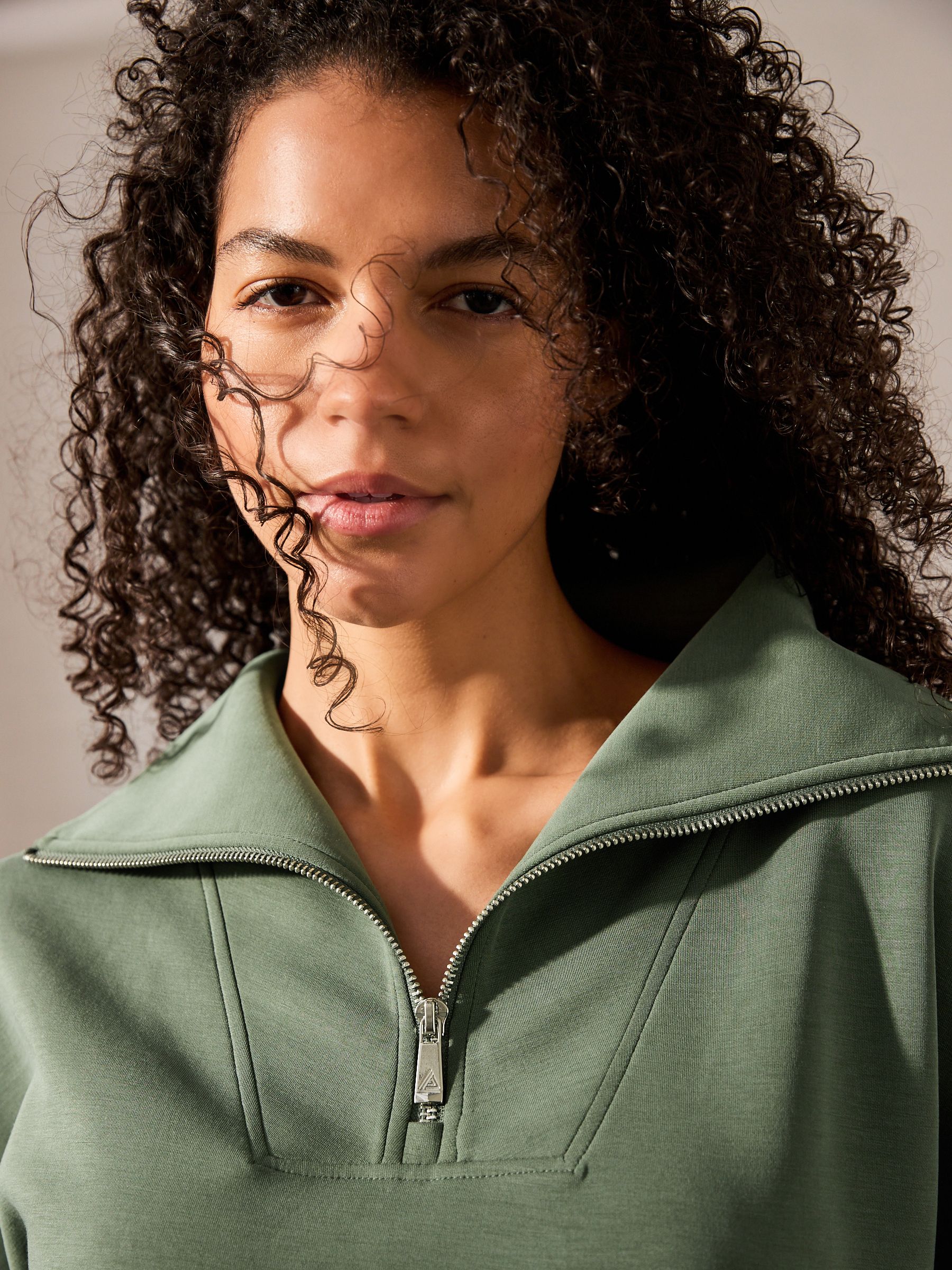 Buy Sage Green Active Modal Quarter Zip Sweatshirt from the Next