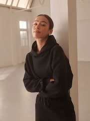 Black Active Cropped Hoodie - Image 2 of 9
