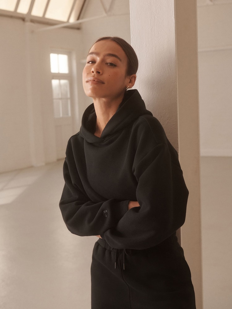 Black Active Cropped Hoodie - Image 2 of 9