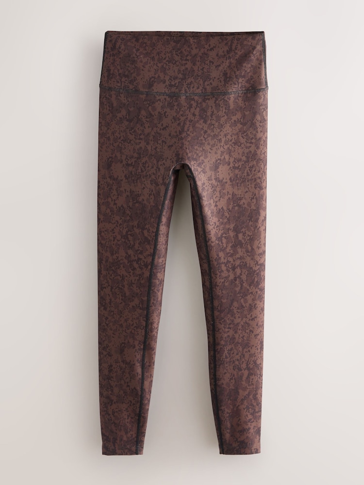 Brown Abstract Print Balance Sports Yoga Leggings - Image 1 of 3 Brown Abstract Print Balance Sports Yoga Leggings - Image 1 of 3