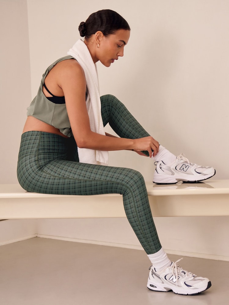 Khaki Check Balance Sports Yoga Leggings - Image 1 of 7