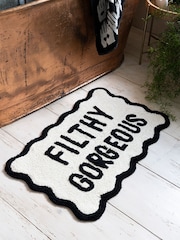 Rockett St George Filthy Gorgeous Slogan 100% Cotton Bath Mat - Image 1 of 3