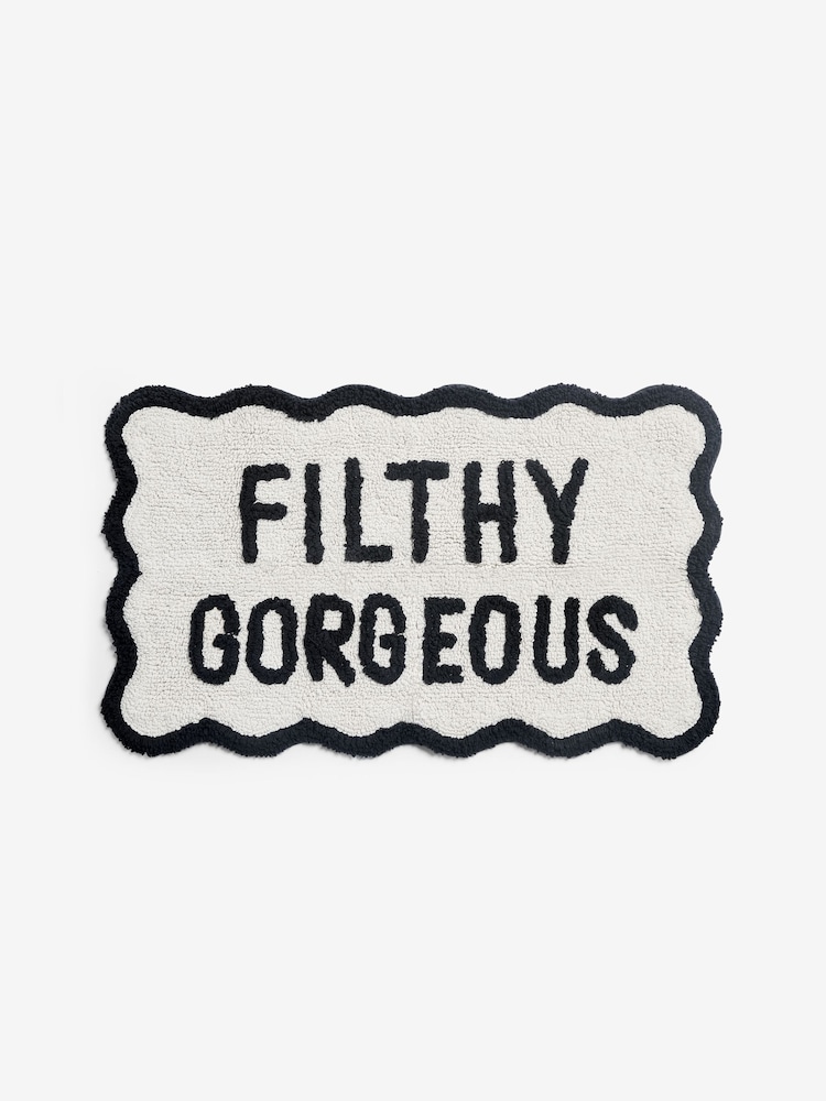 Rockett St George Filthy Gorgeous Slogan 100% Cotton Bath Mat - Image 4 of 4
